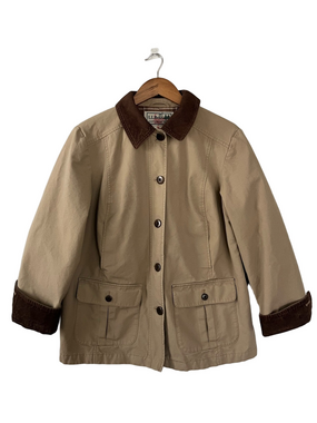 Vintage L.L.Bean Barn Jacket Tan Corduroy Collar Cuffs Petite S